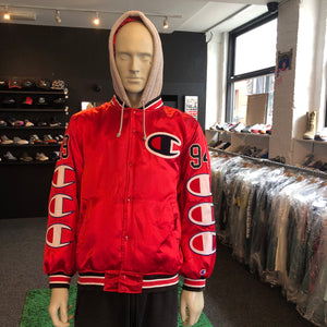 Supreme X Champion Hooded Satin Varsity Jacket – SaintStreetSneakers